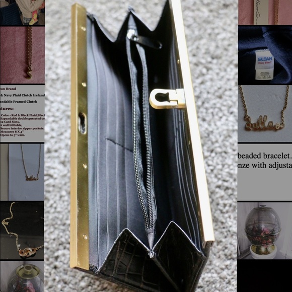 Buxton Plaid Houndstooth Clutch Purse Preppy Bag - Picture 2 of 4